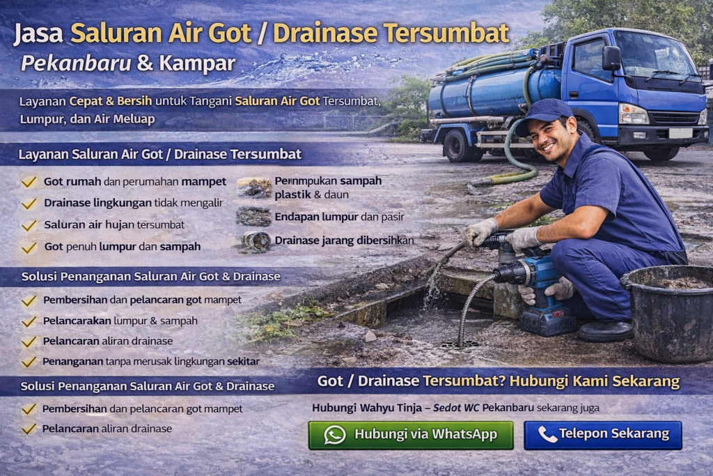 Saluran Air Got dan Drainase Tersumbat Pekanbaru